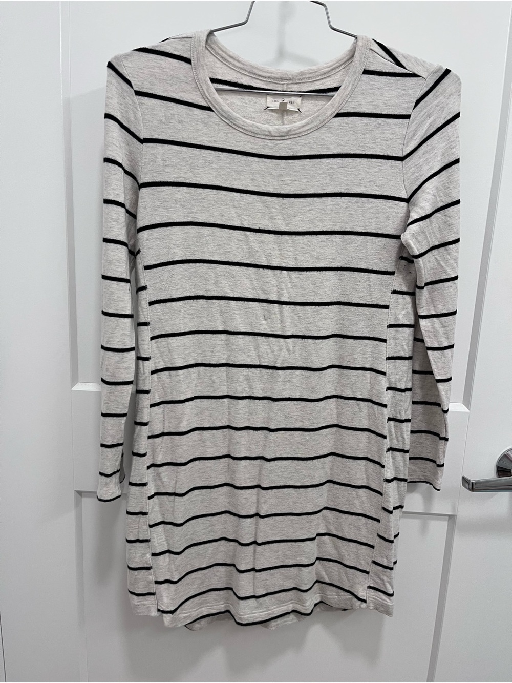Lou & Grey Cream and Blue Striped Long Sleeve Dress